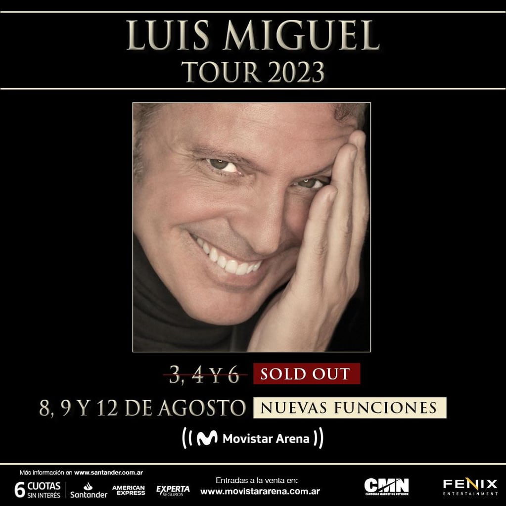 El afiche con el anuncio de las nuevas fechas de Luis Miguel. (Captura)