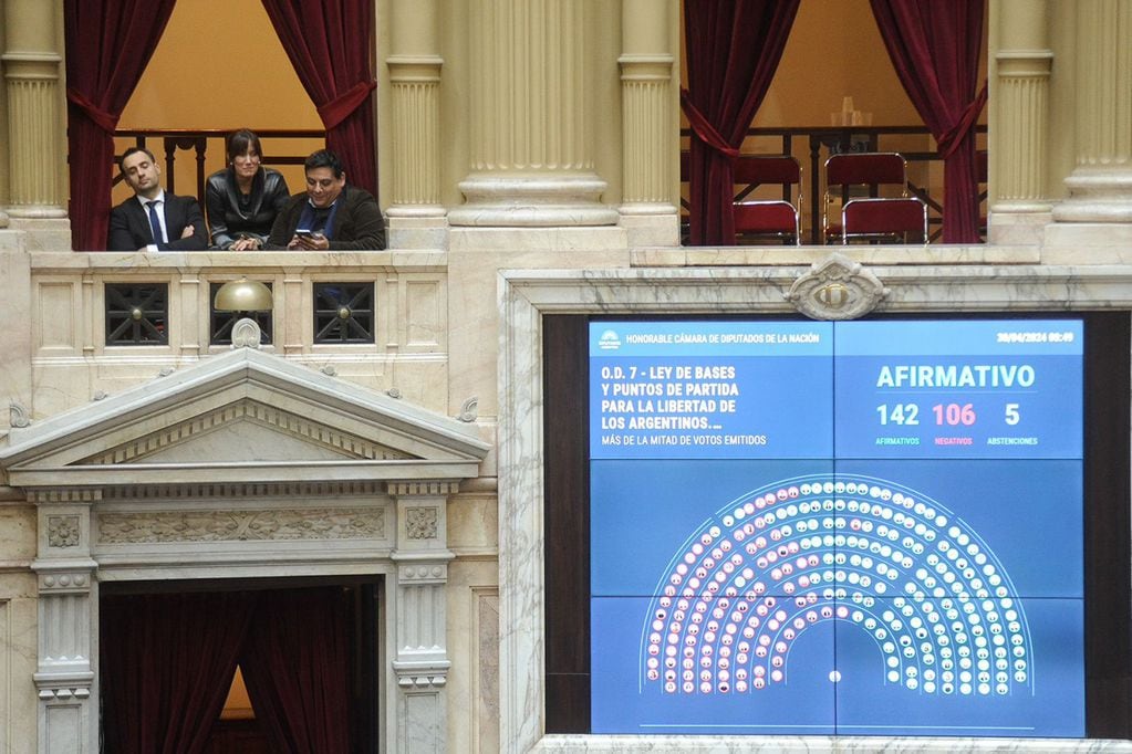 Diputados aprobó la “ley bases” con 142 votos a favor, 106 en contra y 5 abstenciones (Foto: Federico López Claro)