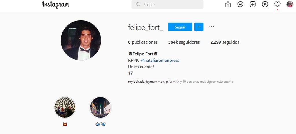 Felipe Fort puso una foto retro de su padre en el perfil de IG.