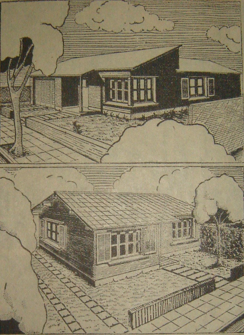 Ilustración de viviendas del barrio. Fuente: Los Andes, 12 de diciembre de 1949, pág. 6.                
