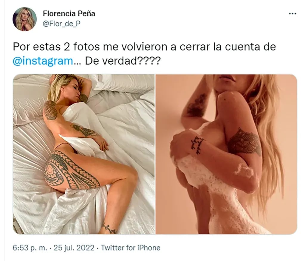 A Flor Peña le volvieron a suspender la cuenta de Instagram