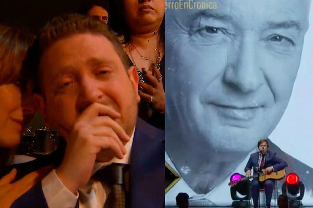 Jonatan Viale se emocionó y lloró al ver a Mauro, su padre, en el homenaje de los premios Martín Fierro de Cable