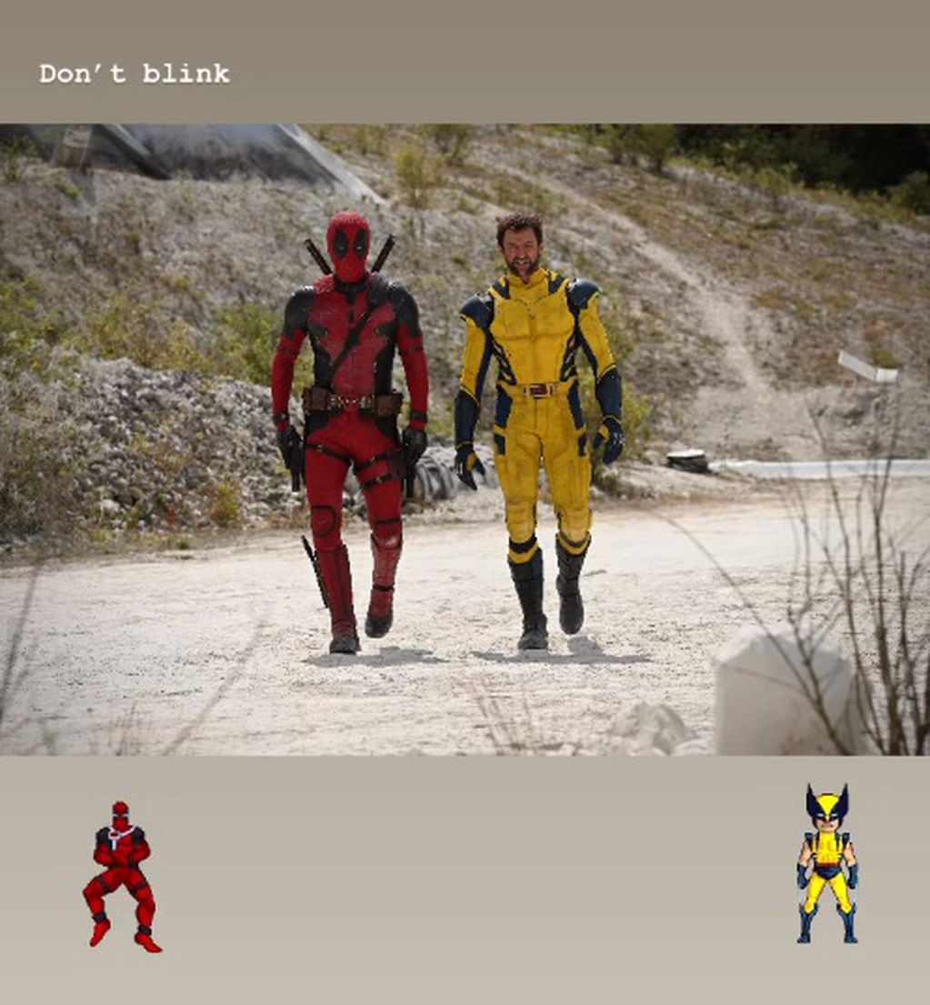 Primera foto oficial de Hugh Jackman con el traje amarillo y azul de Wolverine en "Deadpool 3" (Instagram @vancityreynolds)