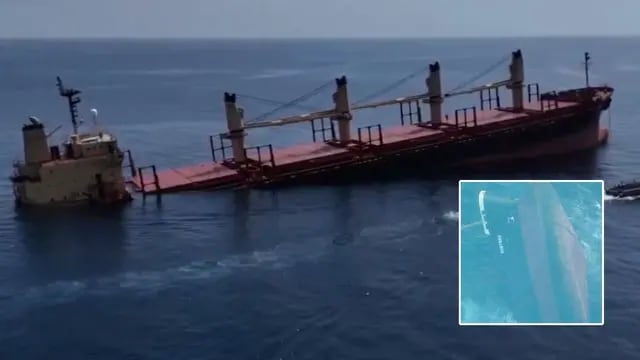 Se hundió un buque con fertilizantes en el Mar Rojo y Estados Unidos advirtió por un desastre medioambiental
