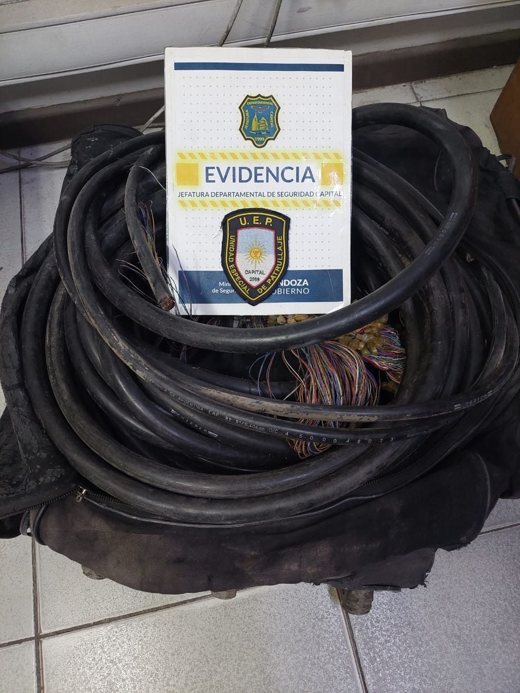 Lo encontraron con cables, no pudo justificar el origen y lo detuvieron. Foto Ministerio de Seguridad.