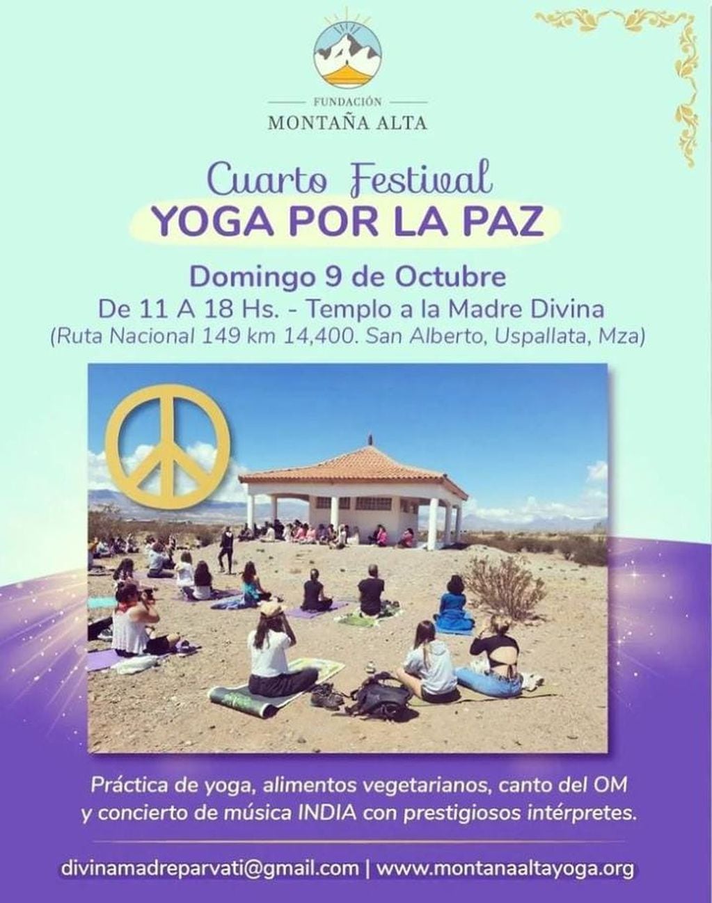 El domingo tendrá lugar la cuarta edición del Festival Yoga por la Paz.