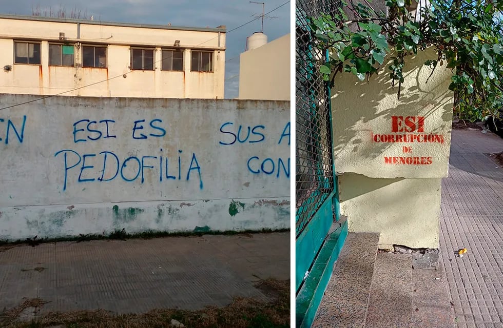 Pintadas contra la ESI en La Plata.
