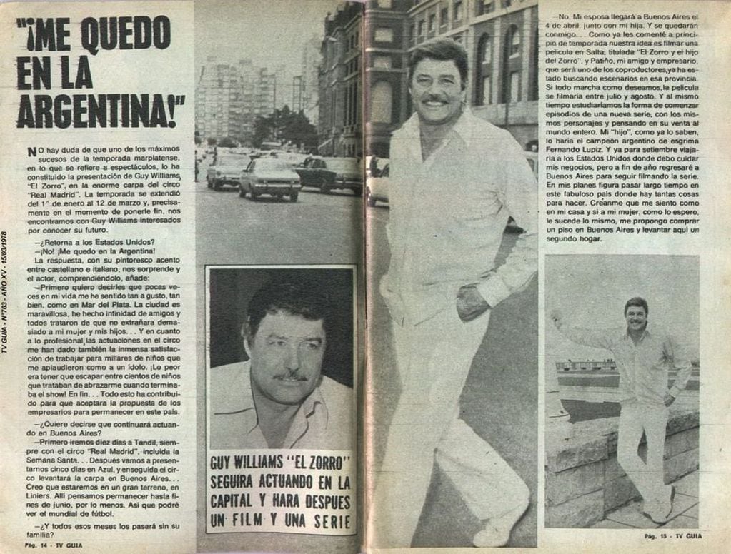 Una nota de TV Guía sobre la película de "El Zorro" en Argentina (1978) - Archivo / Gentileza