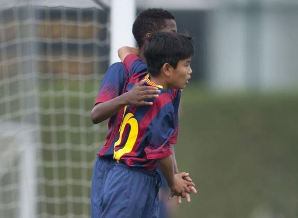 Campeones en las infantiles del Barcelona. Marcaron 129 goles entre los dos.