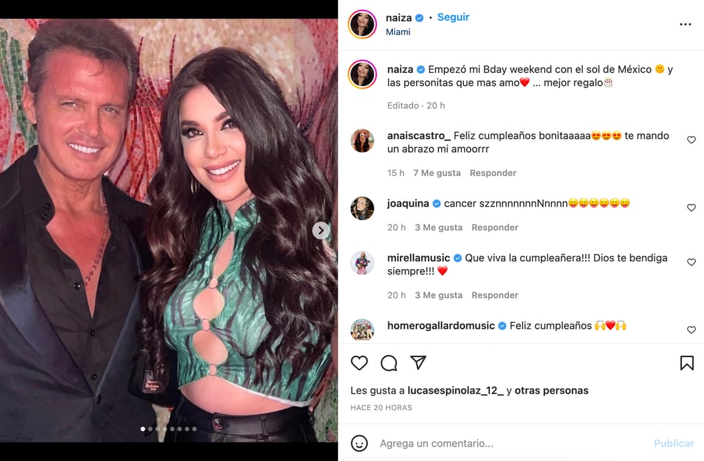 La publicación de Naiza en Instagram junto a Luis Miguel.