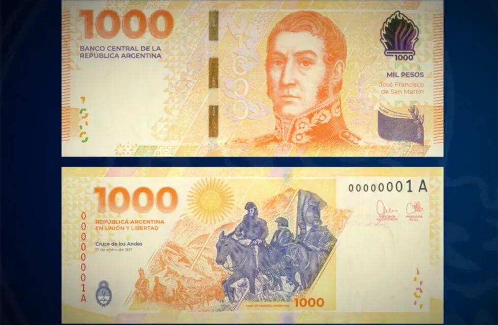 El billete de 1.000 con la cara de San Martín ya está en circulación. Foto: BCRA