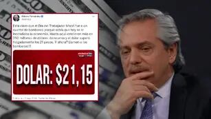 Alberto Fernández, indignado en mayo de 2018 por el dólar a $21,15