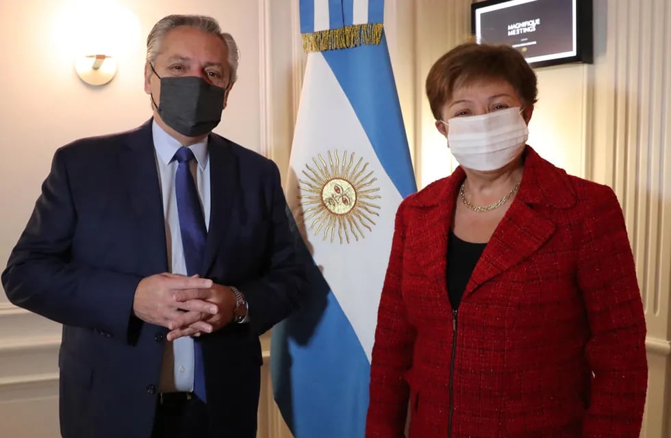 El presidente Alberto Fernández se vuelve a ver con la directora gerente del Fondo Monetario Internacional, Kristalina Georgieva (Archivo foto Presidencia)