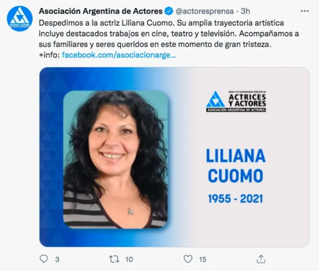 Liiana Cuomo falleció a los 66 años.