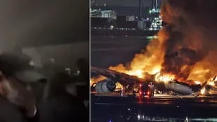 Avión prendido fuego en el aeropuerto de Haneda (Tokio) en Japón