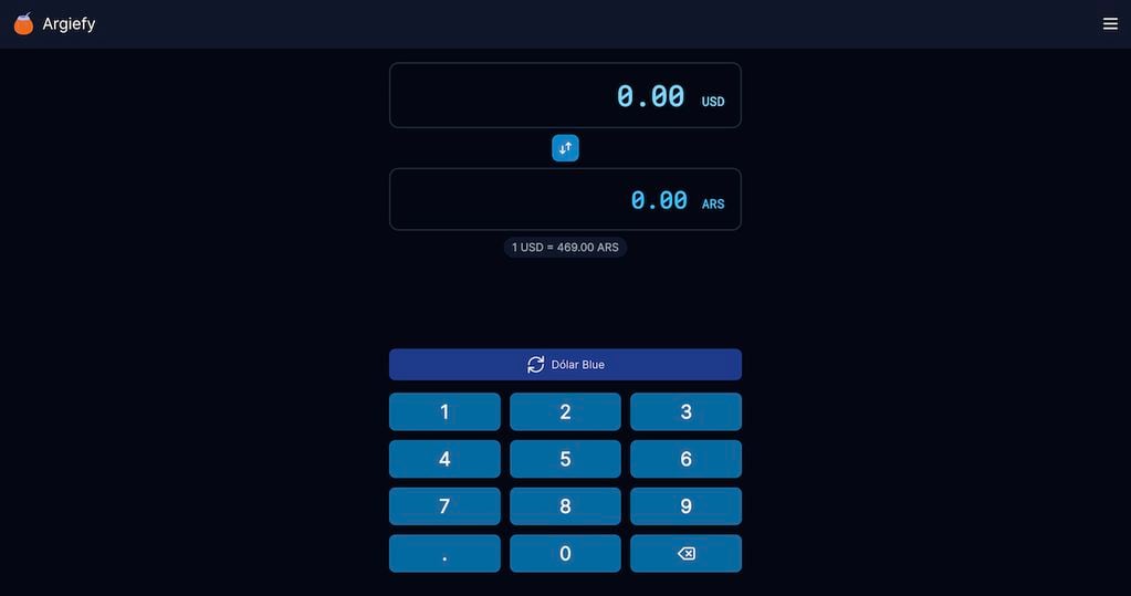 Argiefy es una calculadora online que convierte dólares a pesos, y viceversa, en las distintas cotizaciones. Foto: Captura de pantalla