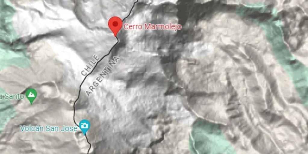 Ubicación del volcán marmolejo, límite con Chile