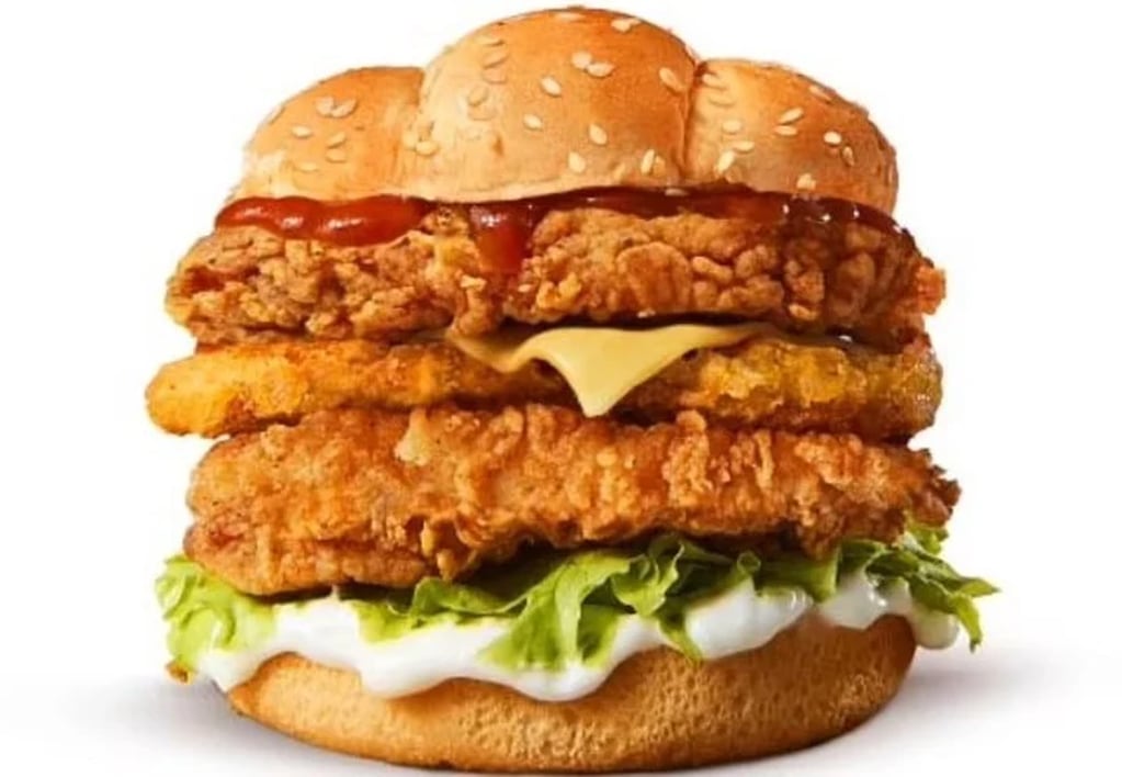 Wicked Zinger Burger, la hamburguesa con triple medallón de pollo frito que se pidió Holly en KFC.
