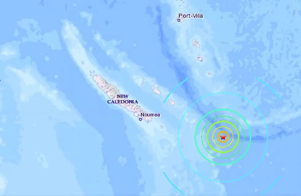 Un sismo de magnitud 7,1 sacudió el océano Pacífico al este de Nueva Caledonia