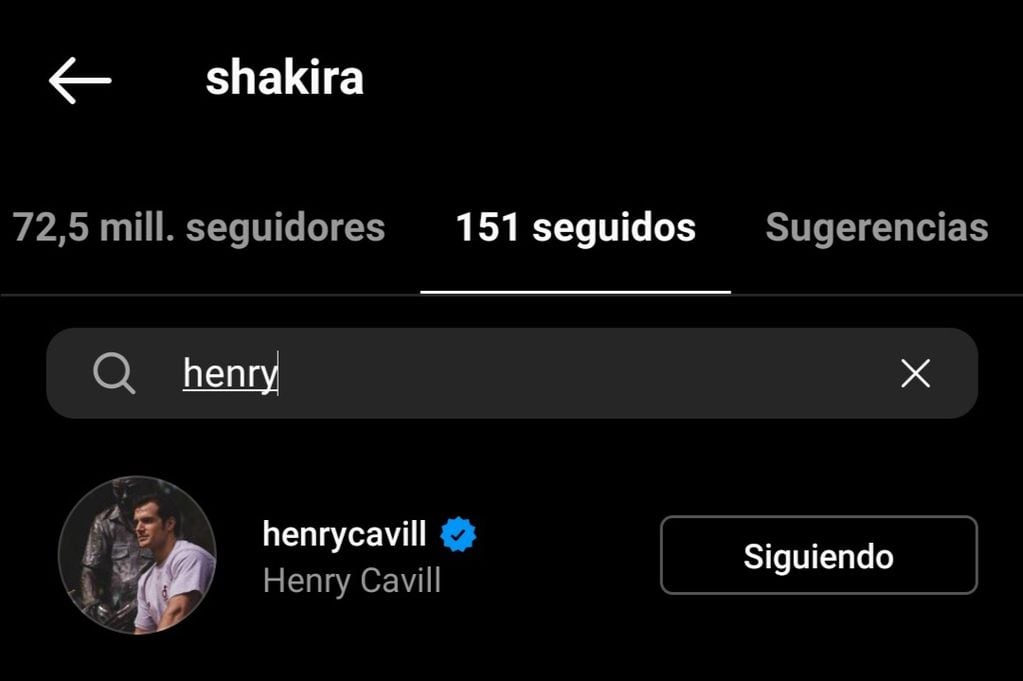Shakira sigue a Henry Cavill en Instagram
