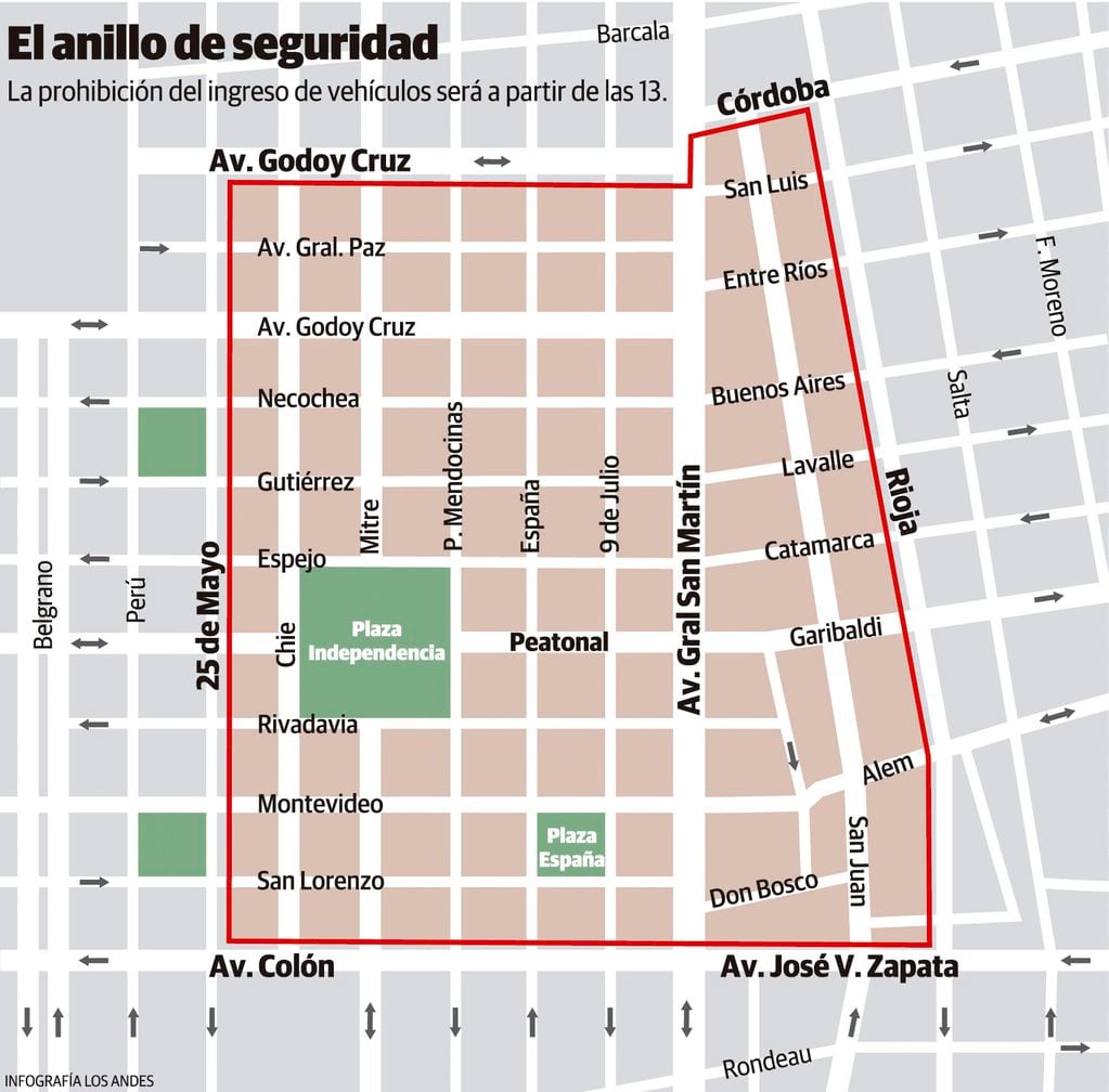 Zona de exclusión vehicular. Parte del operativo ante los festejos de la final del Mundial. / Gustavo Guevara