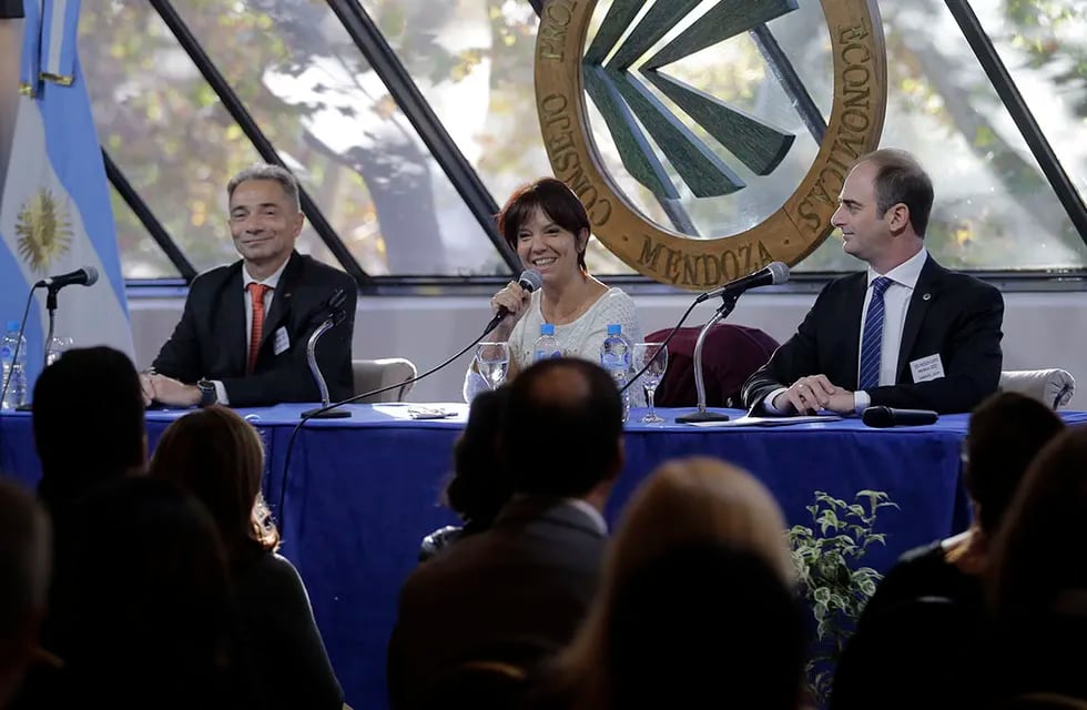 Mercedes Marco del Pont estuvo en Mendoza y expuso en el Consejo Profesional de Ciencias Económicas. - Gentileza