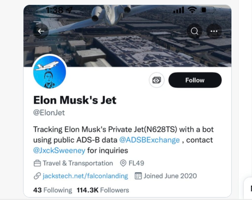 El Twitter que sigue la actividad del jet privado de Elon Musk creado por Jack Sweeney.