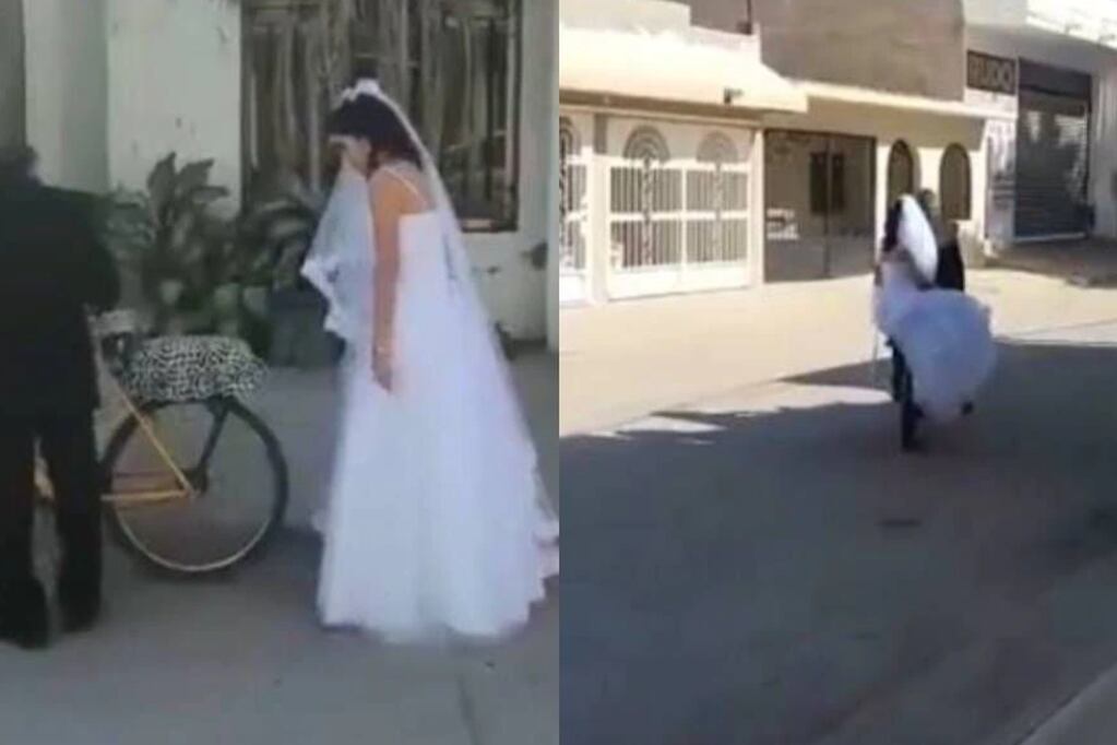 Una joven mexicana eligió que su padre la lleve al altar en bicicleta.