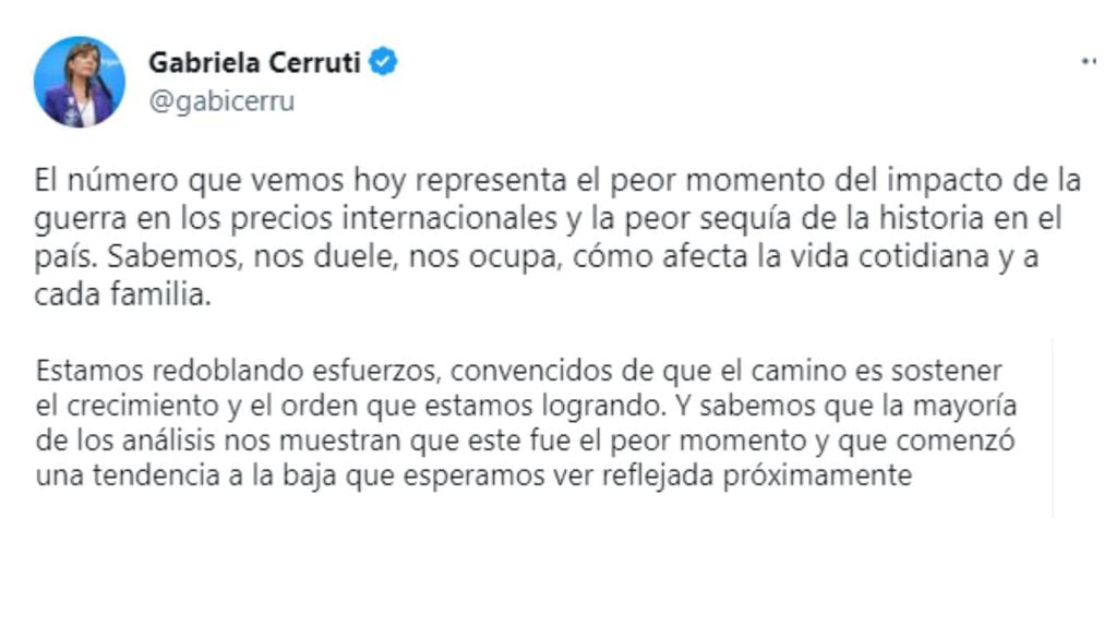 El mensaje de Gabriela Cerruti