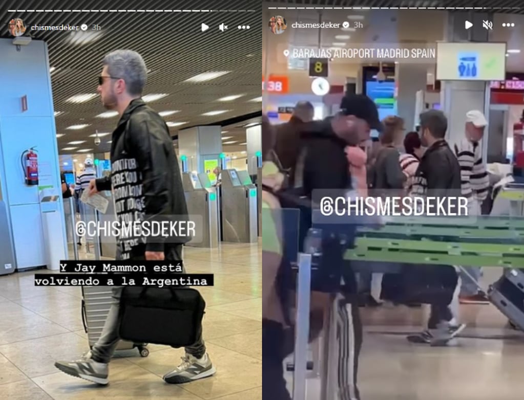 Imágenes en los que se ve a Jay Mammón esperando por abordar su vuelo de regreso. Foto: chismesdeker / Instagram.