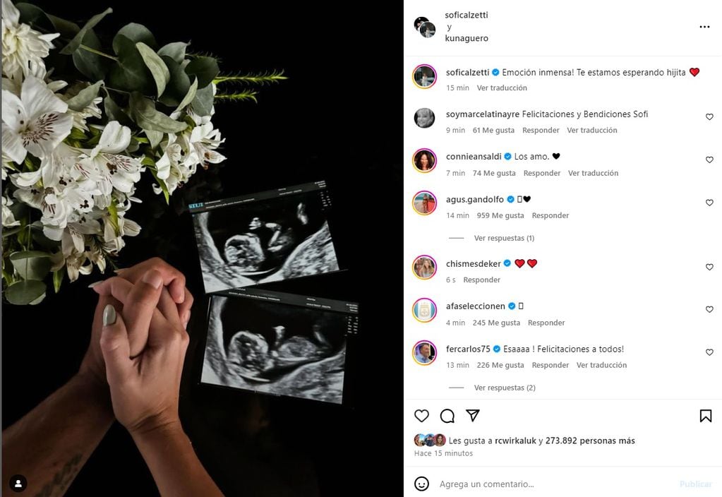 El Kun Agüero y Sofía Calzetti esperan a su primer hijo. Captura de Instagram.
