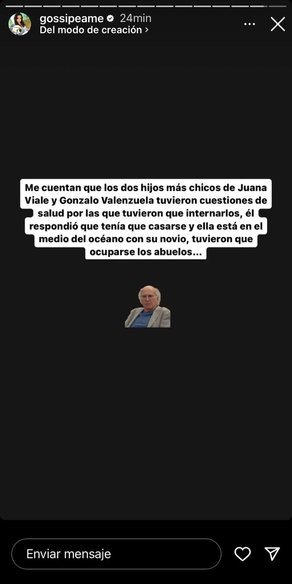Terrible acusación contra Juana Viale y Gonzalo Valenzuela. Captura de historias.