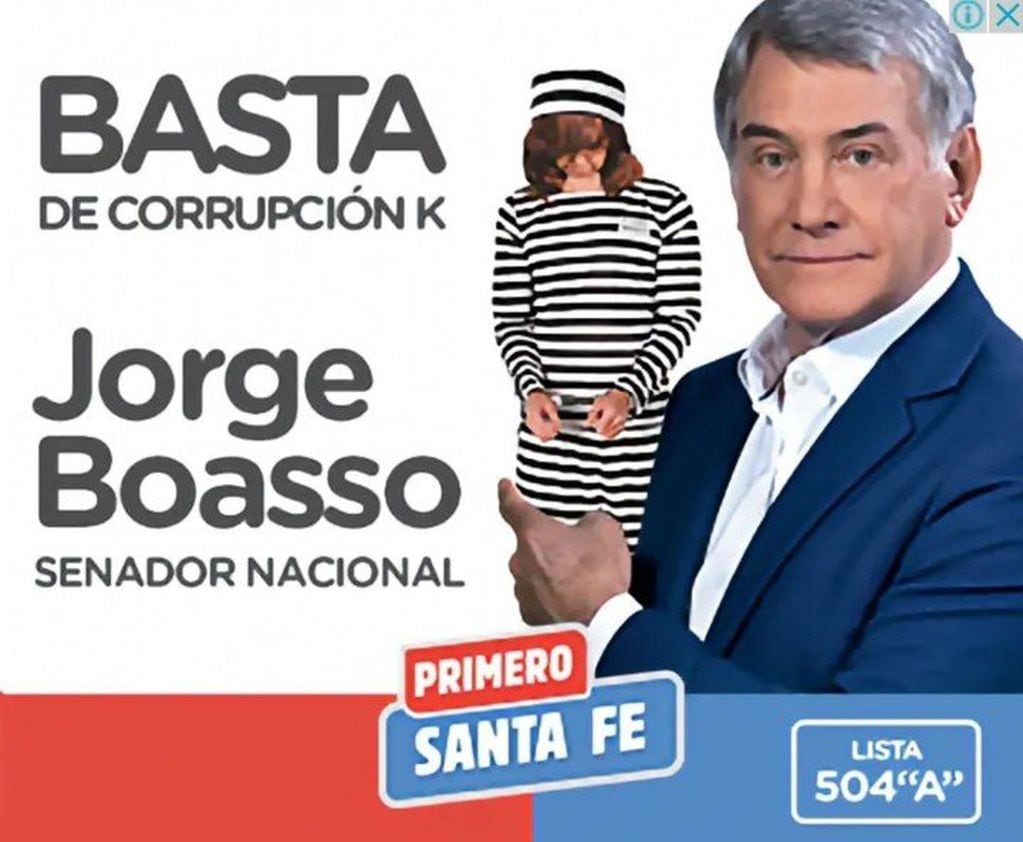 El afiche con el que Jorge Boasso presentó su candidatura en Santa Fe y generó polémica.
