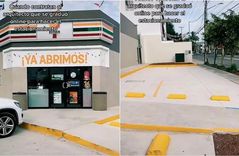 Una tienda de 7-Eleven hizo un estacionamiento pero no se puede acceder a él, un usuario lo compartió en TikTok y se volvió viral.