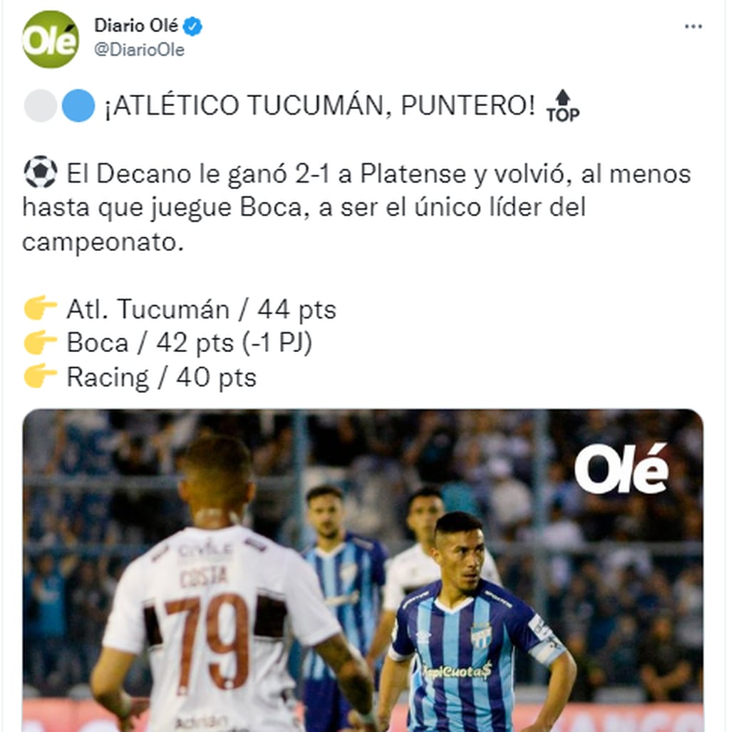 Atlético Tucumán le ganó a Platense y es puntero de la Liga Profesional. / Gentileza.