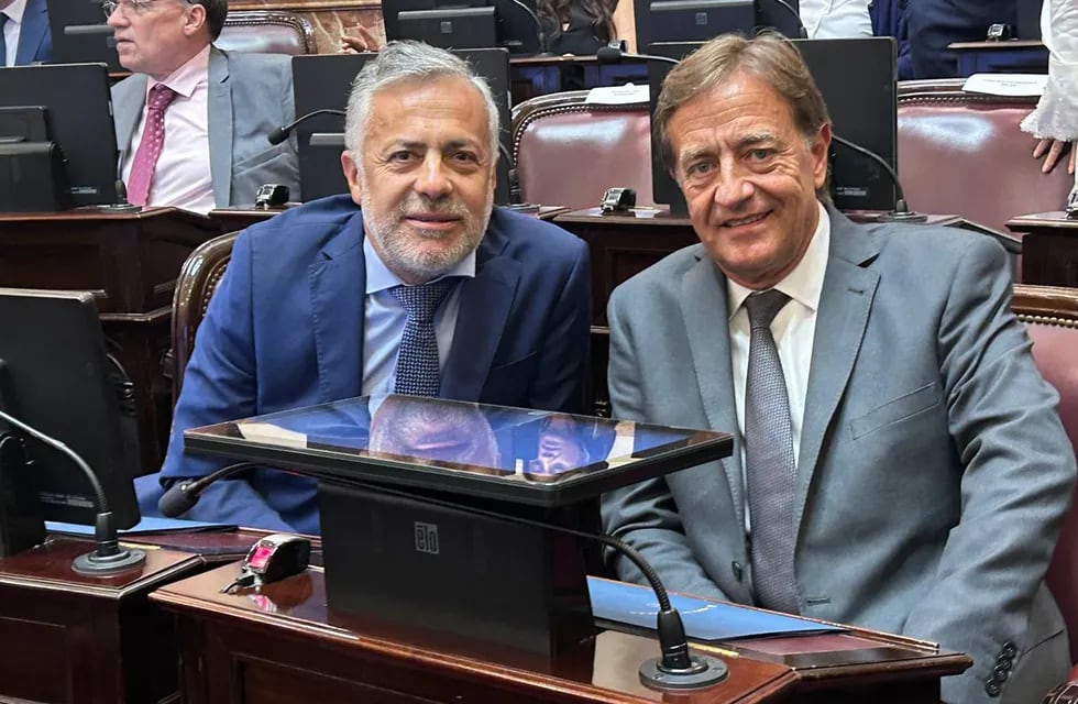 El gobernador saliente de Mendoza, Rodolfo Suárez, y su sucesor, Alfredo Cornejo, actuarán en tándem (Foto: Comunicación Senado)