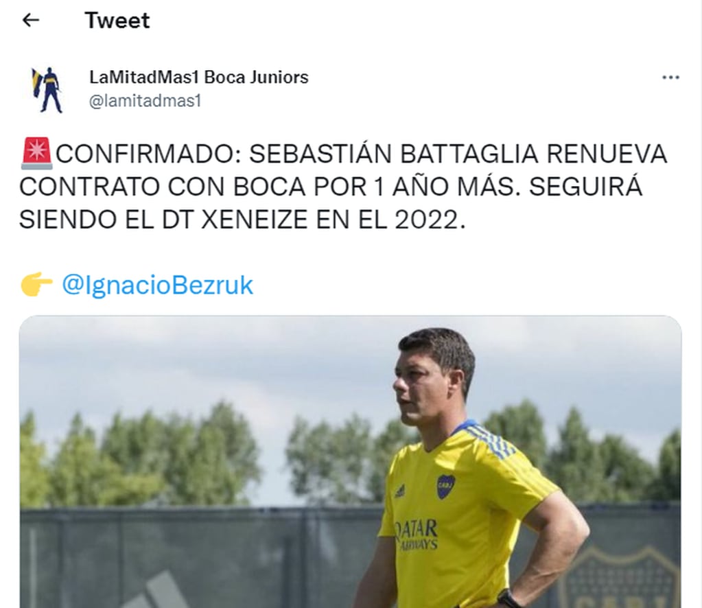 Sebastián Battaglia continuará a frente de Boca en el 2022. / Gentileza.
