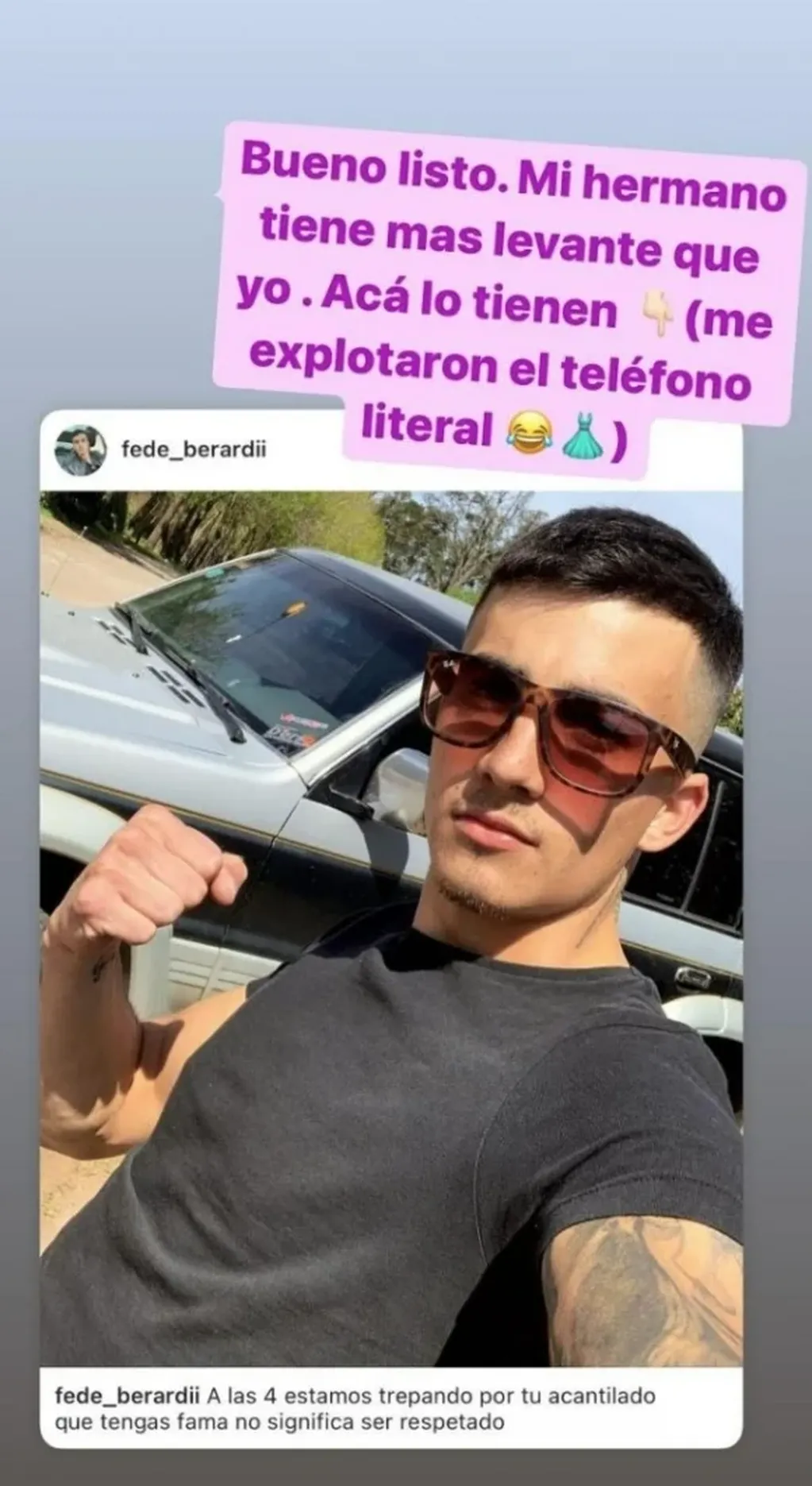 Estefi Berardi presentó a su hermano en Instagram  y las fans reaccionaron.
