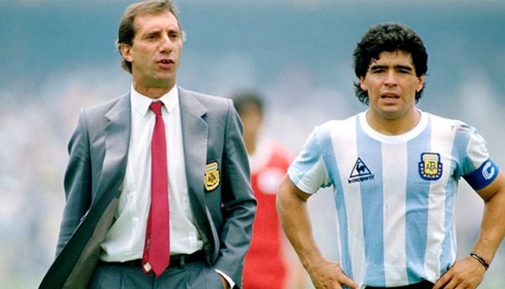 Carlos Bilardo y Diego Maradona durante el Mundial de México 1986.