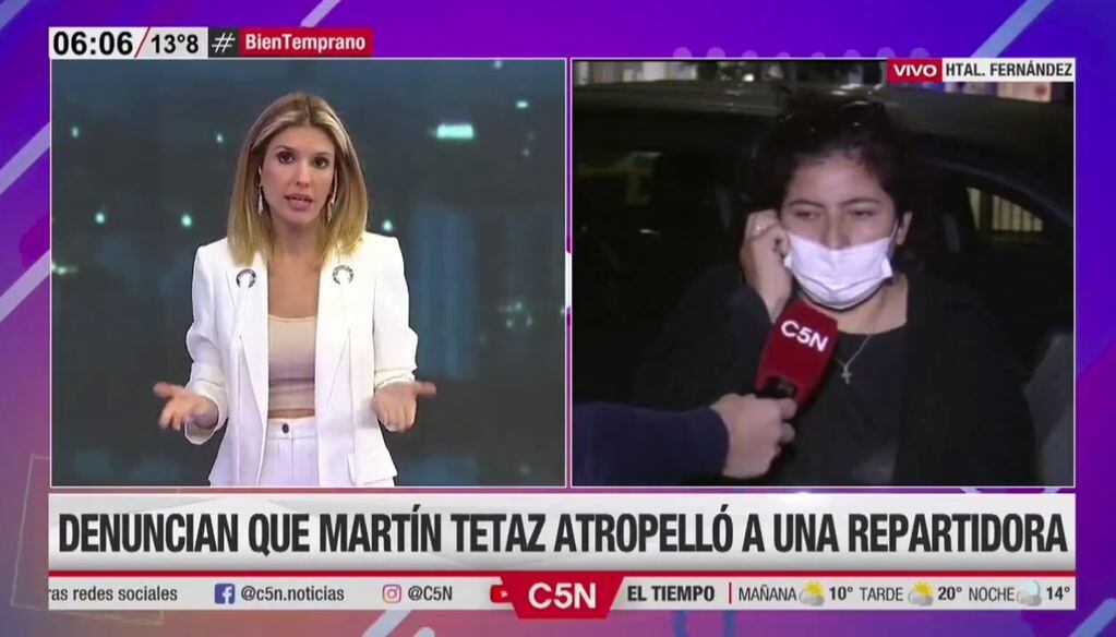 C5N dijo que Martín Tetaz había atropellado a una ciclista en CABA, pero era Franco Rinaldi (Captura TV)