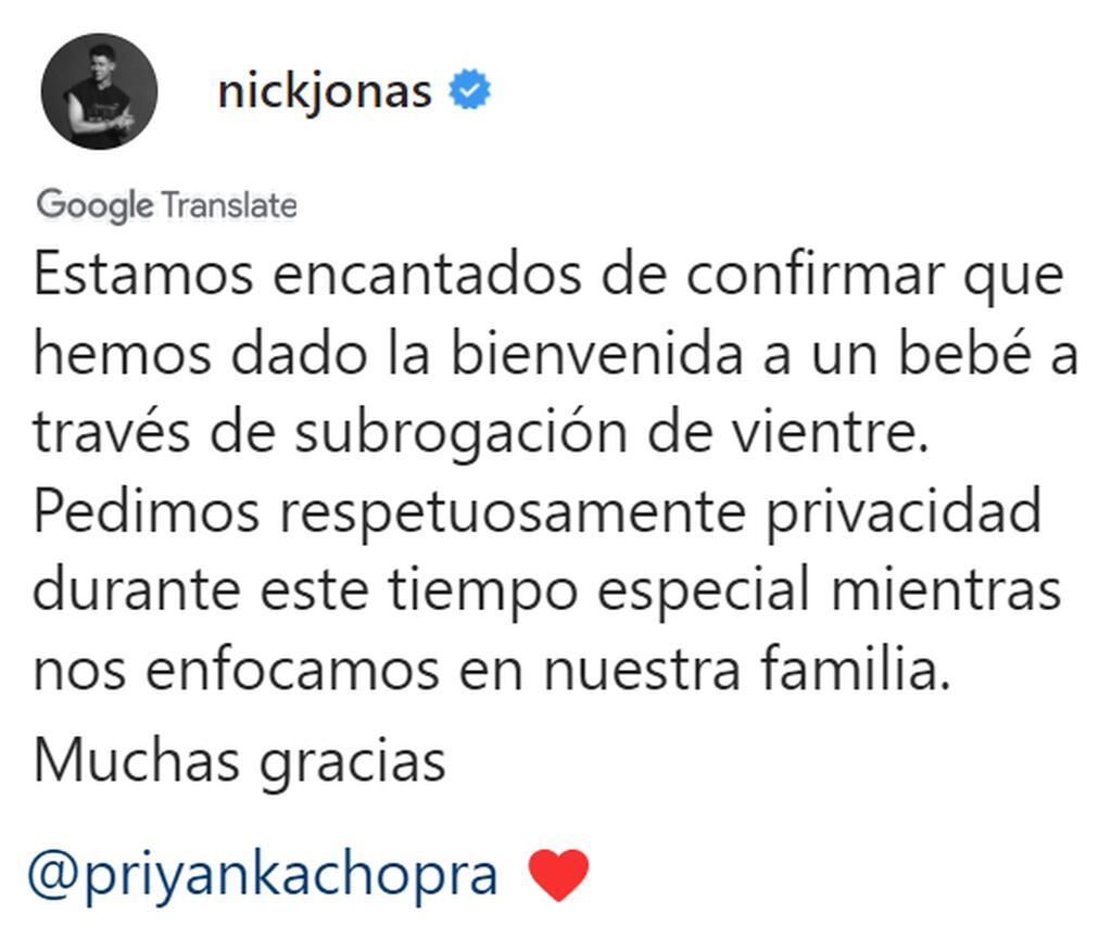 Priyanka Chopra y Nick Jonas ya son papás