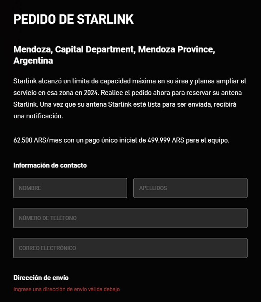 Precio de internet Starlink en Argentina
